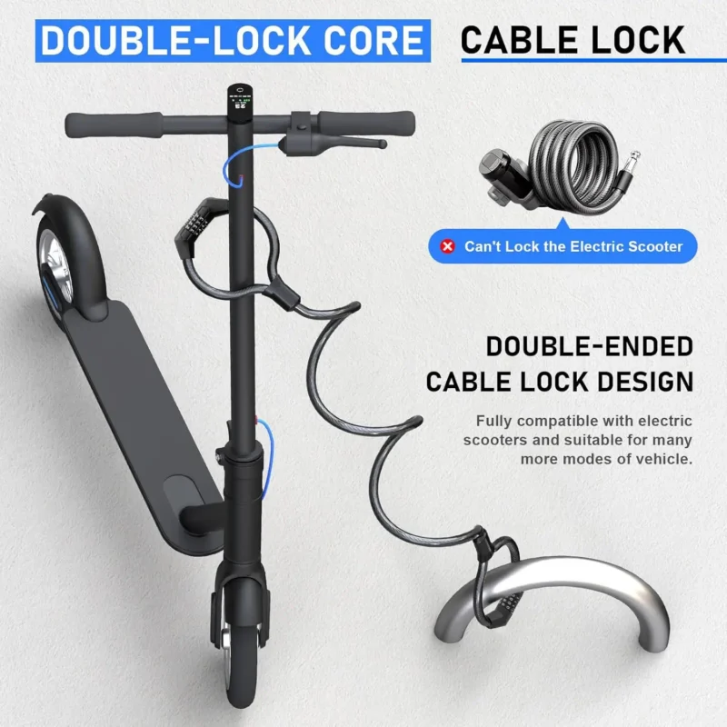 Dual-Core FlexiGuard | Resettable Combination Cable Lock for Bikes & Scooters
